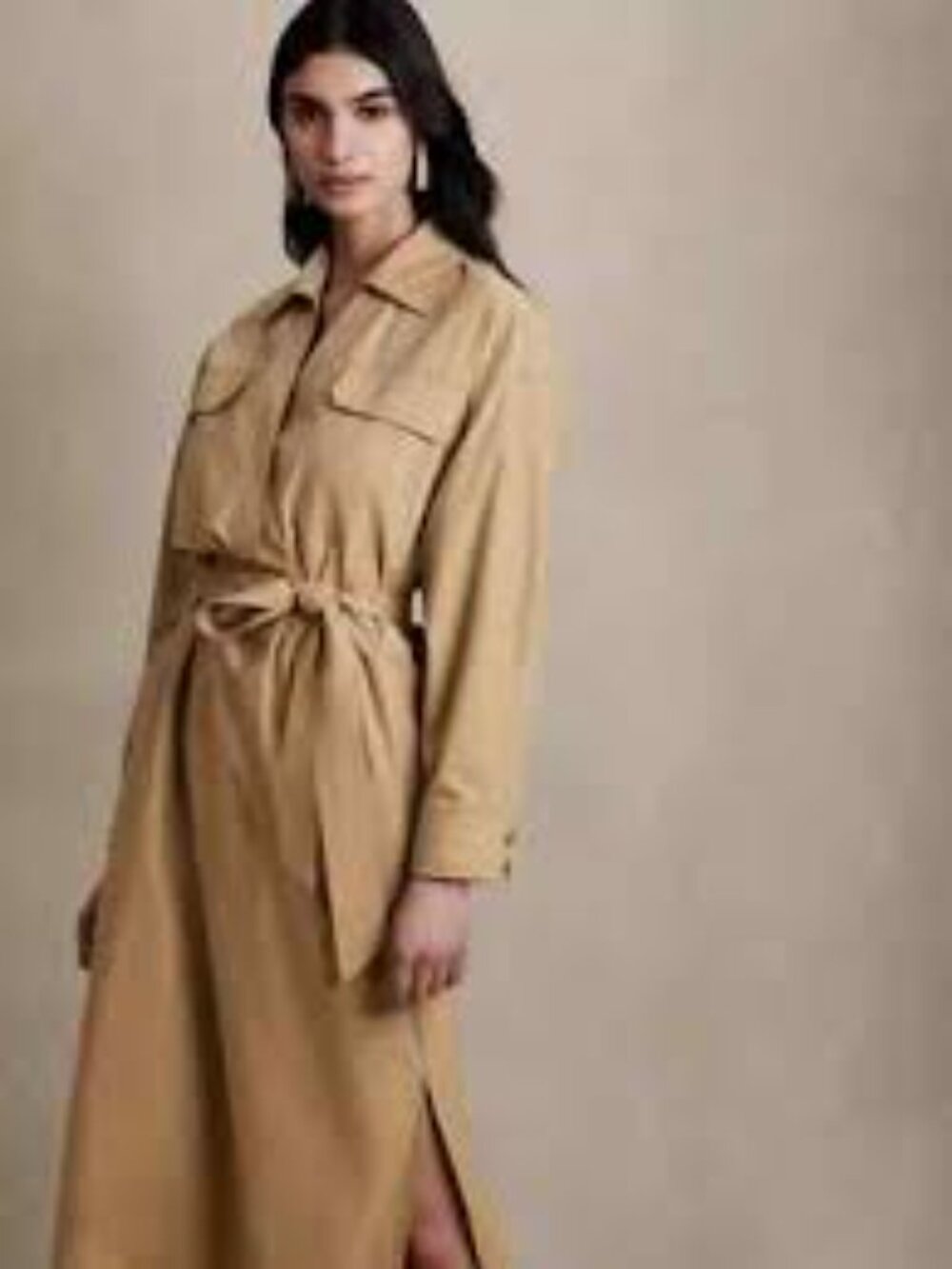 NWT Banana Republic Brown Faux Suede Shirt Dress